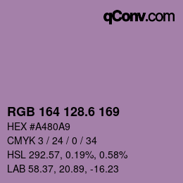 カラーコード: RGB 164 128.6 169 | qconv.com