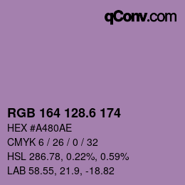 カラーコード: RGB 164 128.6 174 | qconv.com