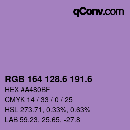 カラーコード: RGB 164 128.6 191.6 | qconv.com