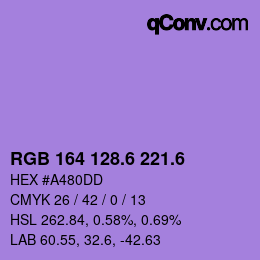 カラーコード: RGB 164 128.6 221.6 | qconv.com