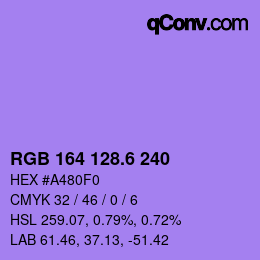 カラーコード: RGB 164 128.6 240 | qconv.com
