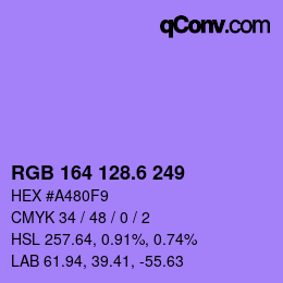 カラーコード: RGB 164 128.6 249 | qconv.com