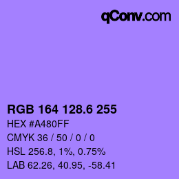 カラーコード: RGB 164 128.6 255 | qconv.com