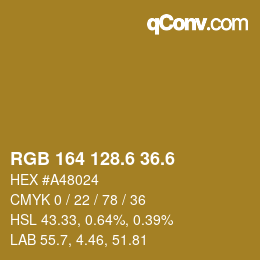カラーコード: RGB 164 128.6 36.6 | qconv.com