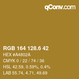 カラーコード: RGB 164 128.6 42 | qconv.com