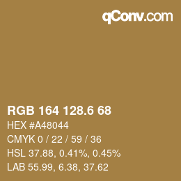 カラーコード: RGB 164 128.6 68 | qconv.com