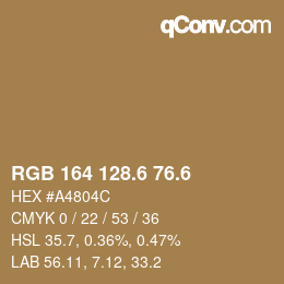 カラーコード: RGB 164 128.6 76.6 | qconv.com