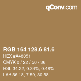 カラーコード: RGB 164 128.6 81.6 | qconv.com