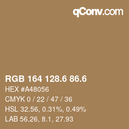 カラーコード: RGB 164 128.6 86.6 | qconv.com