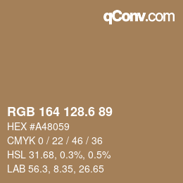 カラーコード: RGB 164 128.6 89 | qconv.com