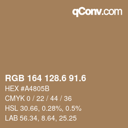 カラーコード: RGB 164 128.6 91.6 | qconv.com