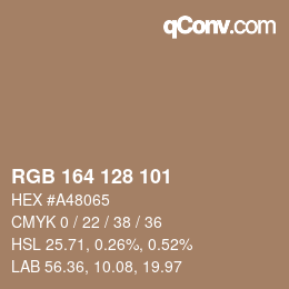 Código de color: RGB 164 128 101 | qconv.com