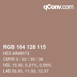 Color code: RGB 164 128 115 | qconv.com