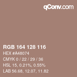 Color code: RGB 164 128 116 | qconv.com