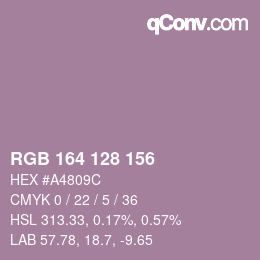 颜色代码: RGB 164 128 156 | qconv.com