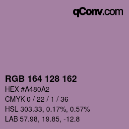 Color code: RGB 164 128 162 | qconv.com