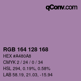 颜色代码: RGB 164 128 168 | qconv.com