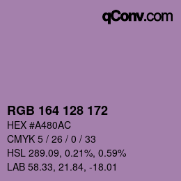 Color code: RGB 164 128 172 | qconv.com