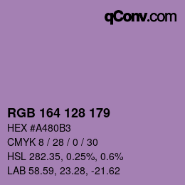 Código de color: RGB 164 128 179 | qconv.com