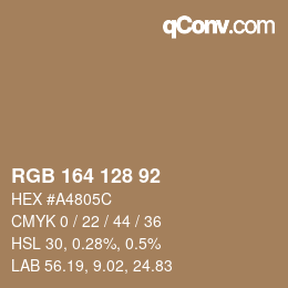 颜色代码: RGB 164 128 92 | qconv.com
