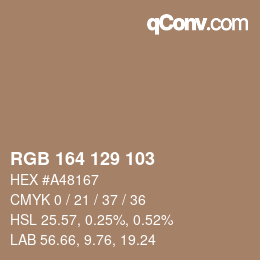 カラーコード: RGB 164 129 103 | qconv.com