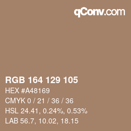 Color code: RGB 164 129 105 | qconv.com