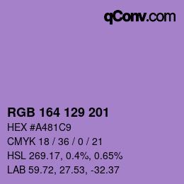 Color code: RGB 164 129 201 | qconv.com