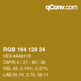 カラーコード: RGB 164 129 24 | qconv.com