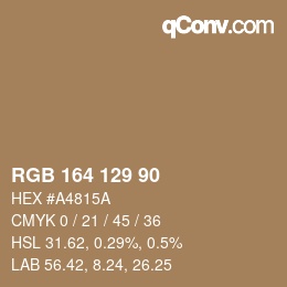 Color code: RGB 164 129 90 | qconv.com