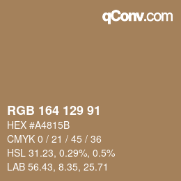 Color code: RGB 164 129 91 | qconv.com