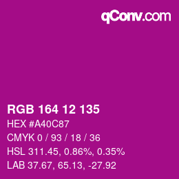 Color code: RGB 164 12 135 | qconv.com