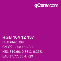 Color code: RGB 164 12 137 | qconv.com