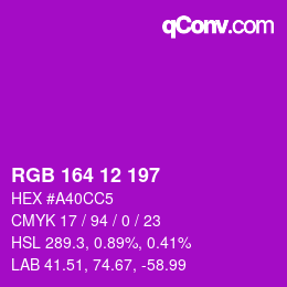 カラーコード: RGB 164 12 197 | qconv.com