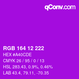 カラーコード: RGB 164 12 222 | qconv.com