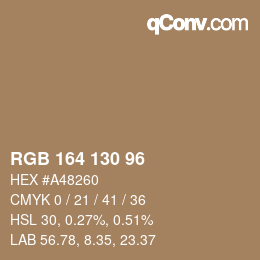 Código de color: RGB 164 130 96 | qconv.com