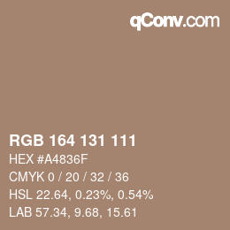 Color code: RGB 164 131 111 | qconv.com