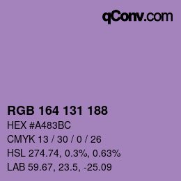 Color code: RGB 164 131 188 | qconv.com