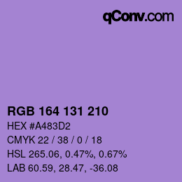 Color code: RGB 164 131 210 | qconv.com