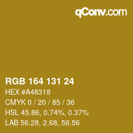Color code: RGB 164 131 24 | qconv.com
