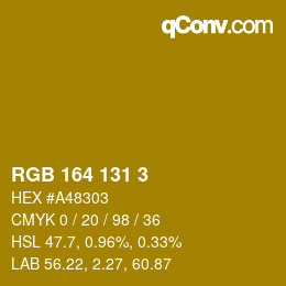 カラーコード: RGB 164 131 3 | qconv.com