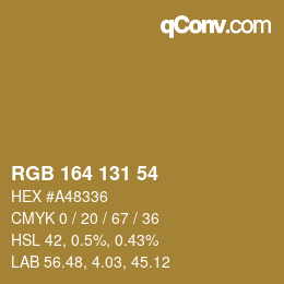 Color code: RGB 164 131 54 | qconv.com