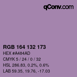 Color code: RGB 164 132 173 | qconv.com