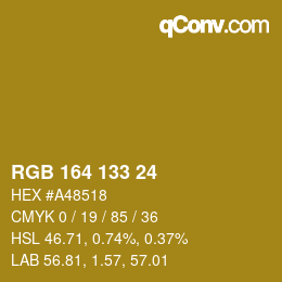 Color code: RGB 164 133 24 | qconv.com