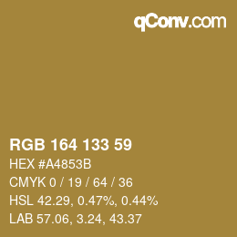 カラーコード: RGB 164 133 59 | qconv.com