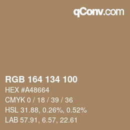 Color code: RGB 164 134 100 | qconv.com