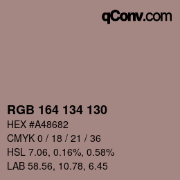 カラーコード: RGB 164 134 130 | qconv.com