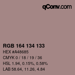 Color code: RGB 164 134 133 | qconv.com