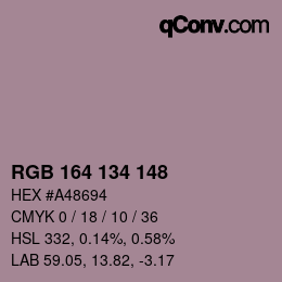 Color code: RGB 164 134 148 | qconv.com