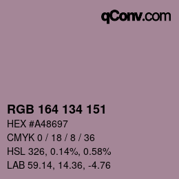 Color code: RGB 164 134 151 | qconv.com