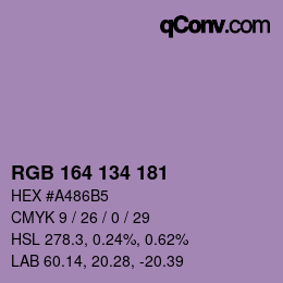 Color code: RGB 164 134 181 | qconv.com